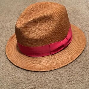 Stylish Tan Fedora with Pink Band